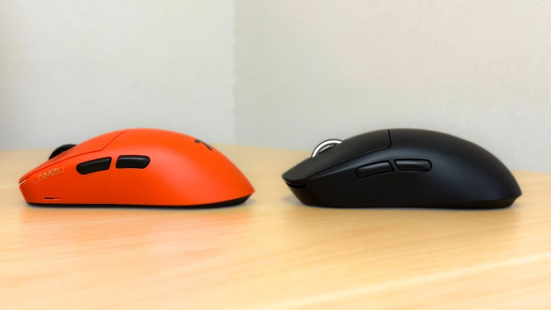 LAMZU MAYA XとLogicool G Pro X Superlight 2の高さを比較